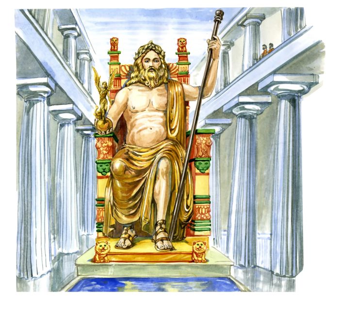 dibujo de lo que sería la estatua de zéus
